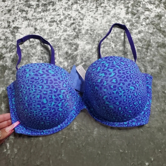 Hanes Purple/Blue Leopard Print Bra - Picture 1 of 5